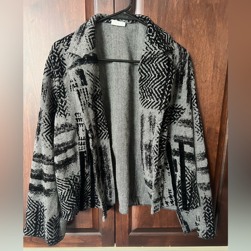 ELTON Black & Gray Textured Jacket Size 42 Modern Graphic Pattern